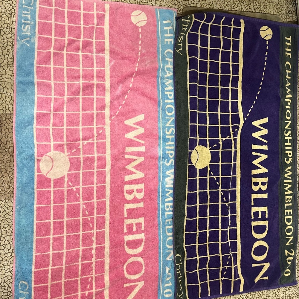 Pair of Christy Wimbledon Pink and Blue Towels